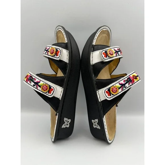 Alegria Floral Embroidered Clara Slides Sandals EU 38 US 7.5 Leather Slip Ons - Picture 15 of 16